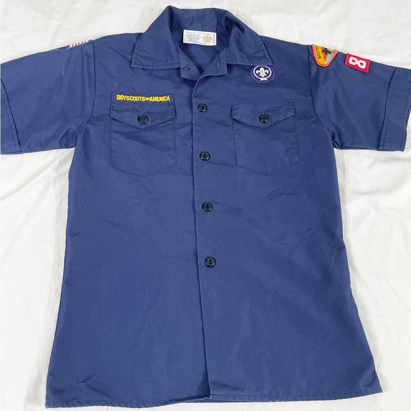 Boys Scouts Of America Youth Blue Short Sleeve Button Up Shirt M - Picture 2 of 10